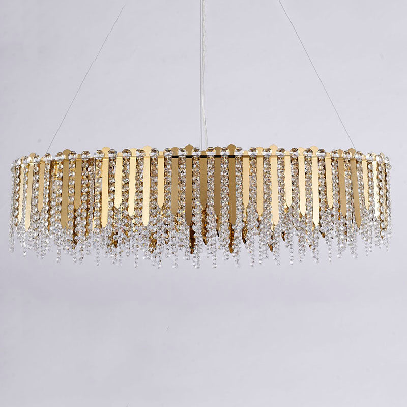 Gold Chandelier With Clear Hanging Crystal Beads