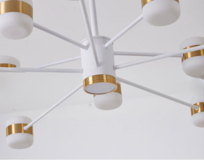 White Framed LED Chandelier with Gold Accents