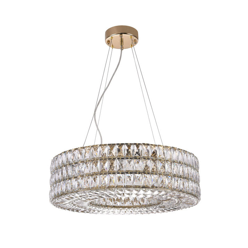 Triple Stacked Clear Crystal Halo Ring Chandelier