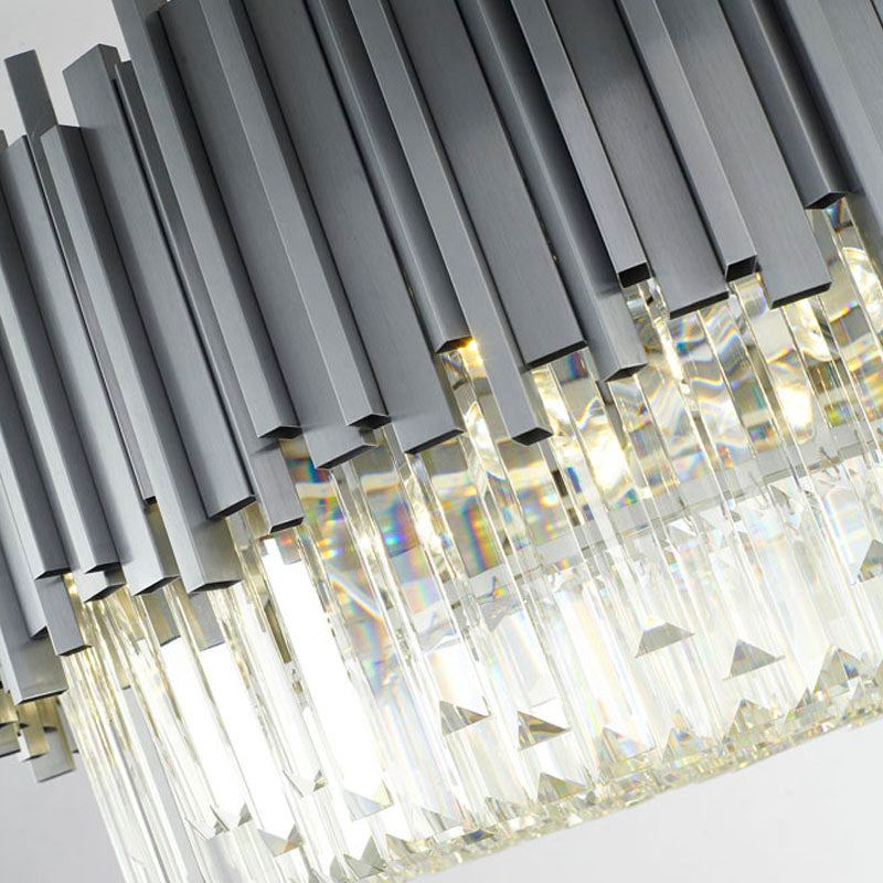 Hairline Chandelier With Clear Hanging Crystals