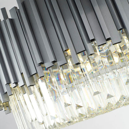 Hairline Chandelier With Clear Hanging Crystals