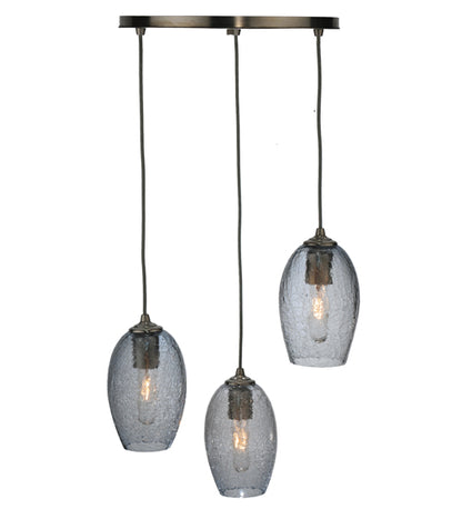 20"W Crackle Orb 3 LT Mouth Blown Cascading Pendant by Meyda Lighting