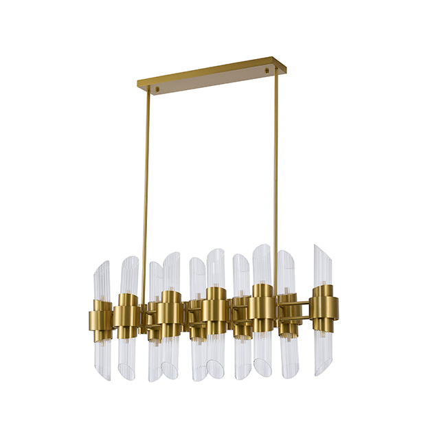 Satin Brass Chandelier With Clear Glass Shades