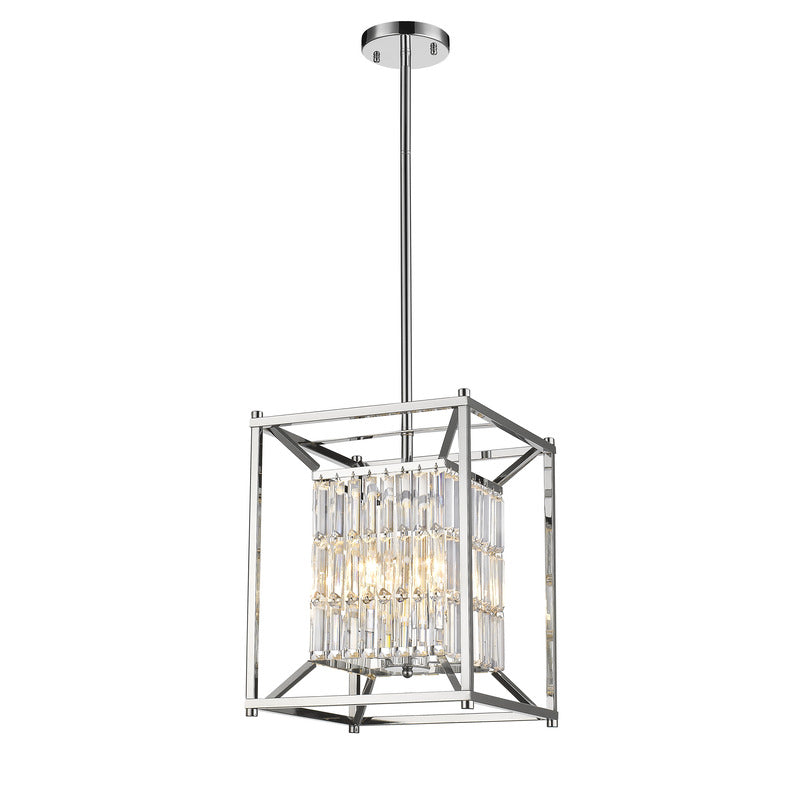 Cage Chandelier With Clear Hanging Crystals