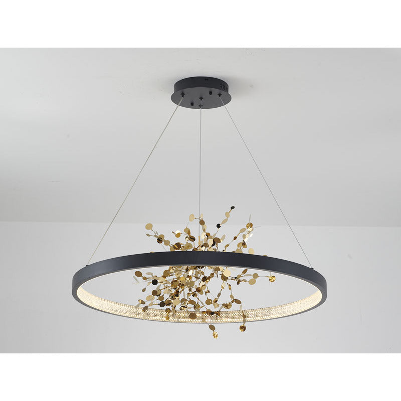 Ring LED Chandelier with Mirror Gold Sparkle