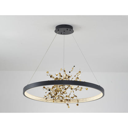 Ring LED Chandelier with Mirror Gold Sparkle