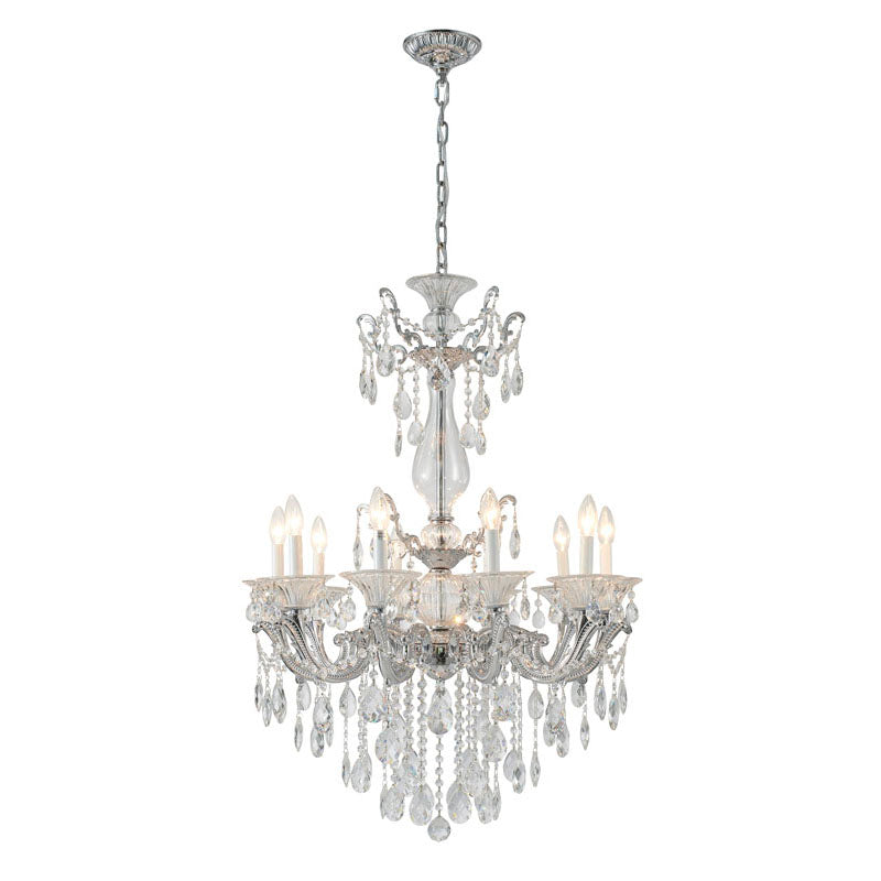 Chrome Chandelier With CLEAR Hanging Crystals