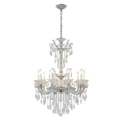 Chrome Chandelier With CLEAR Hanging Crystals