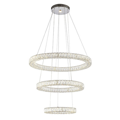 Chrome Three-Tier Crystal LED Chandelier