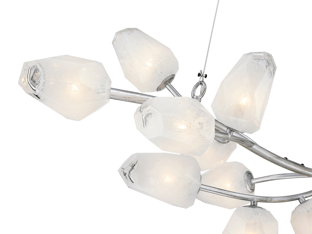 Black Branch Frame Chandelier with White Glass Shades