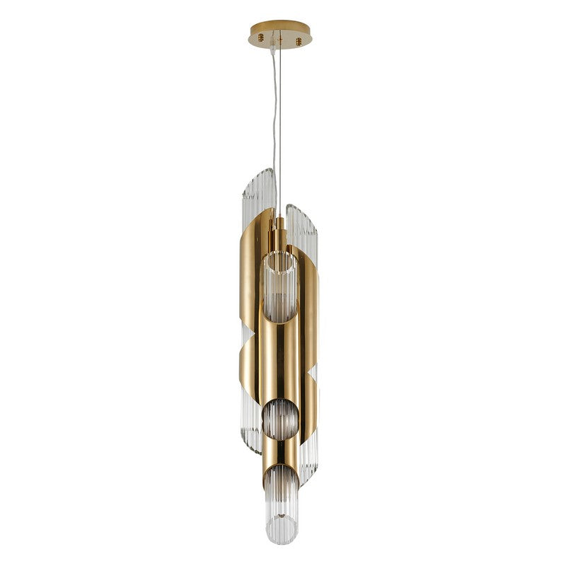 Gold Stainless Steel Pendant Light with Clear Glass Shade