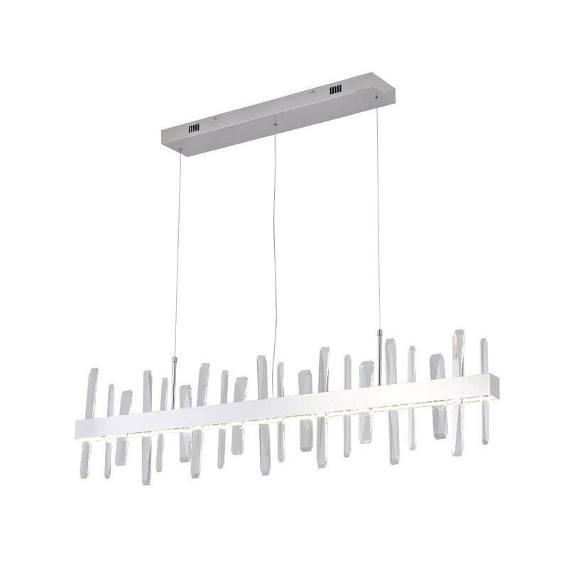 Chrome Linear LED Chandelier With Clear Crystals