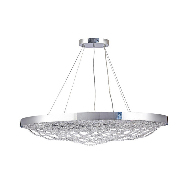 Chrome Frame LED Chandelier with Crystal Accents
