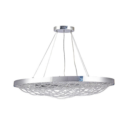 Chrome Frame LED Chandelier with Crystal Accents