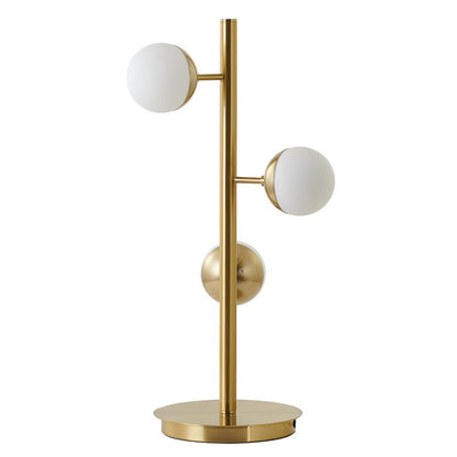 Brass Table Lamp With White Glass Shades