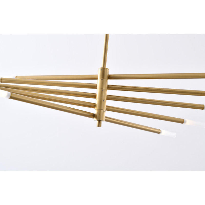Gold/Black Stick Arm Chandelier With Frosted Glass Shades