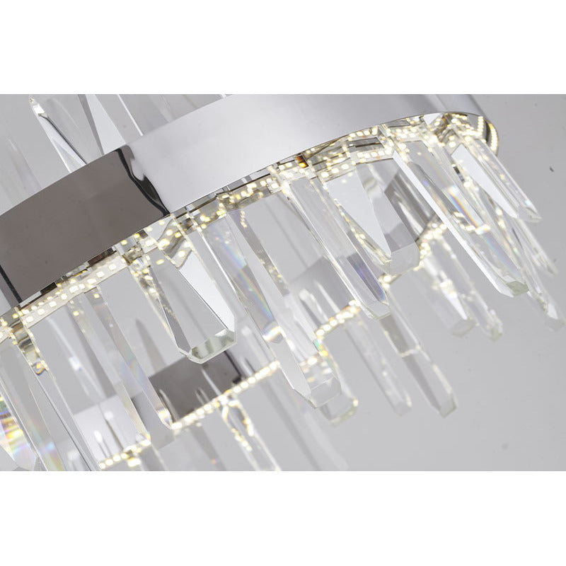 Chrome Linear LED Chandelier with Clear Crystals