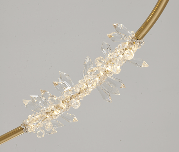 Gold Hairline Hoop Rope Chandelier with Crystals