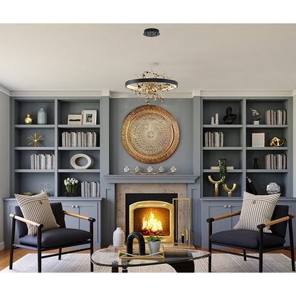 Sand Black LED Chandelier with Gold Confetti Interior – 24"