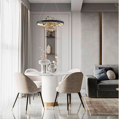 Sand Black LED Chandelier with Gold Confetti Interior – 24"