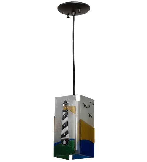 7"W Metro Fusion Lighthouse Quadrato Mini Pendant by Meyda Lighting