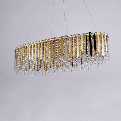 Gold Chandelier With Clear Hanging Crystal Beads