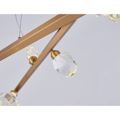 Gold Hairline Finish Branch Chandelier With Clear Bubble Crystal Accents