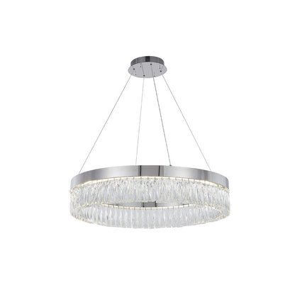Chrome LED Chandelier with Hanging Crystals