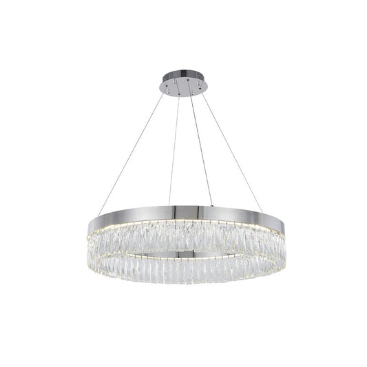 Chrome LED Chandelier with Hanging Crystals
