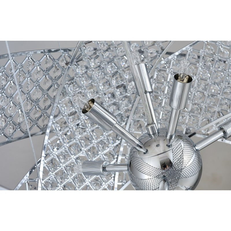 Chrome Triple Ring Clear Crystal Chandelier
