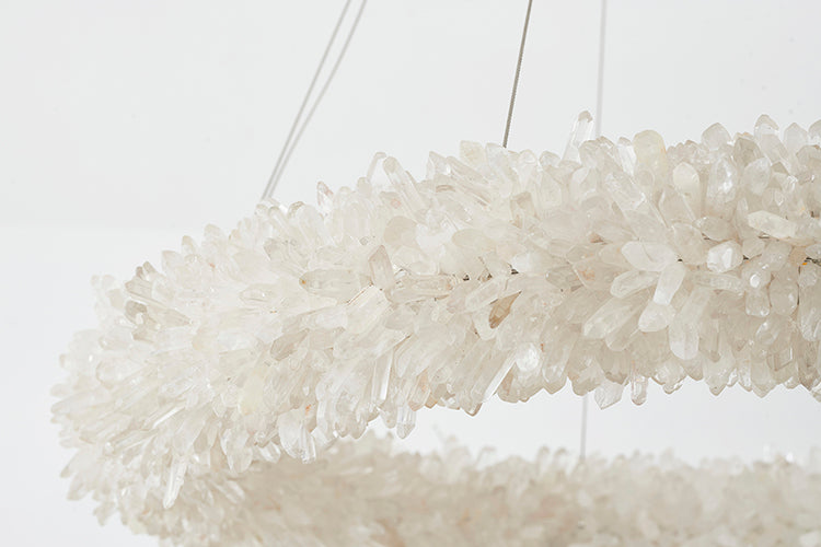 Brass Chandelier With A Spiky Natural Crystal Halo