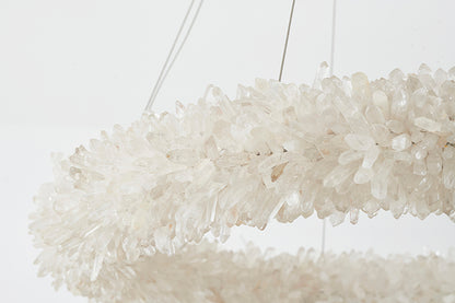 Brass Chandelier With A Spiky Natural Crystal Halo