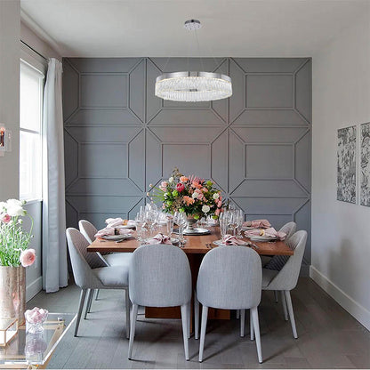 Chrome LED Chandelier with Hanging Crystals