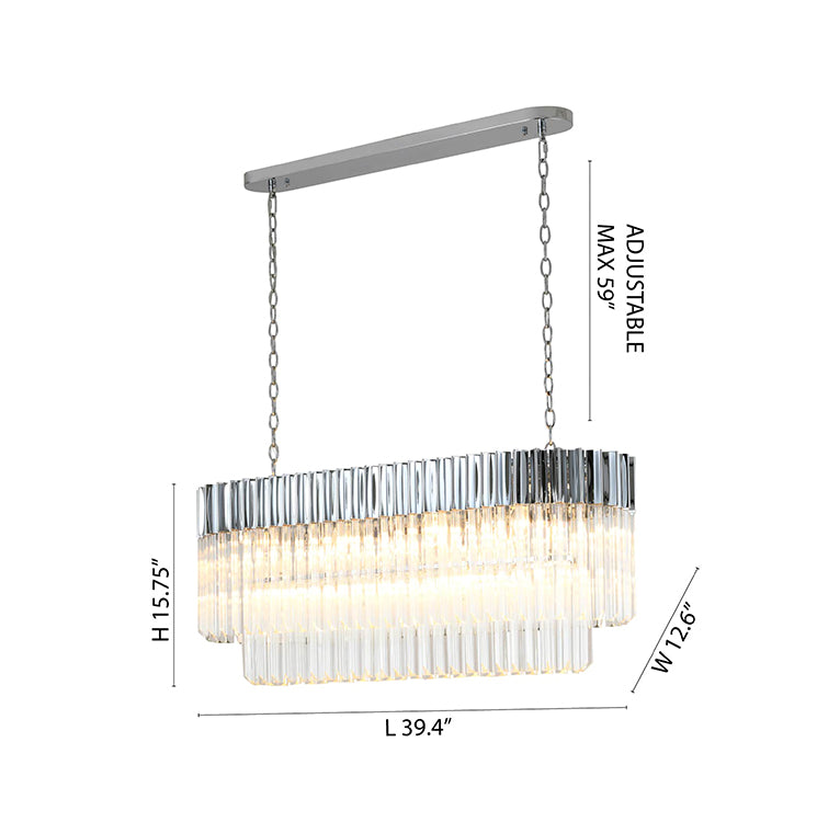 Oval Chandelier With Clear Hanging Crystals