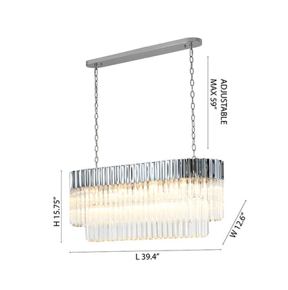Oval Chandelier With Clear Hanging Crystals