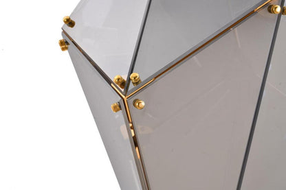 Gold Framed Prism Chandelier with a Smoke Glass Shade