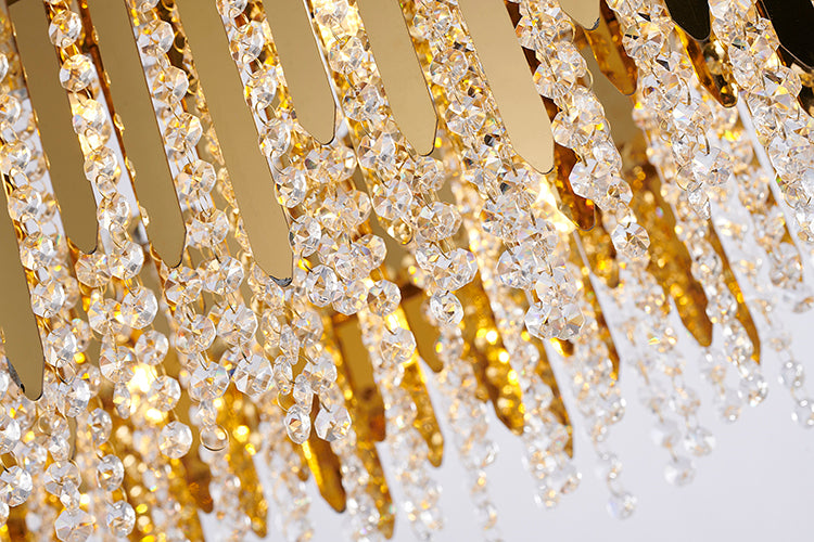 Gold Chandelier With Clear Hanging Crystal Beads