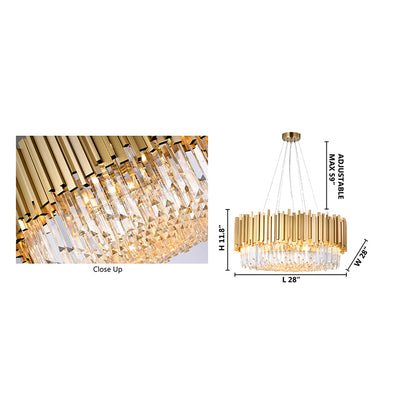 Hairline Chandelier With Clear Hanging Crystals