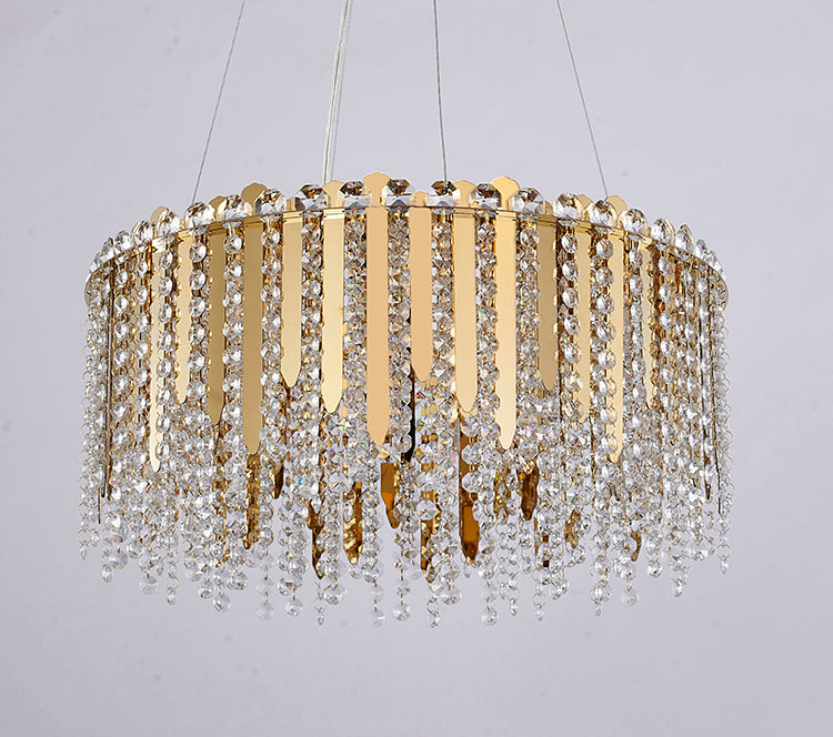 Gold Chandelier With Clear Hanging Crystal Beads