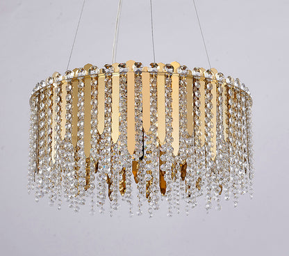 Gold Chandelier With Clear Hanging Crystal Beads