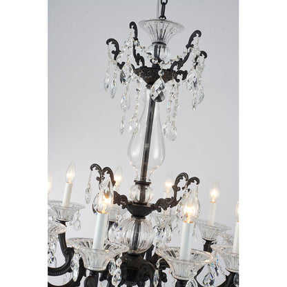 Satin Black 10-Light Crystal Chandelier