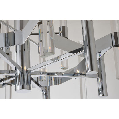 Two Tier Chrome Chandelier With Clear Crystal Rods
