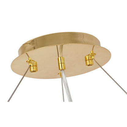 Gold Aluminium Chandelier With Clear Glass Hanging Drops