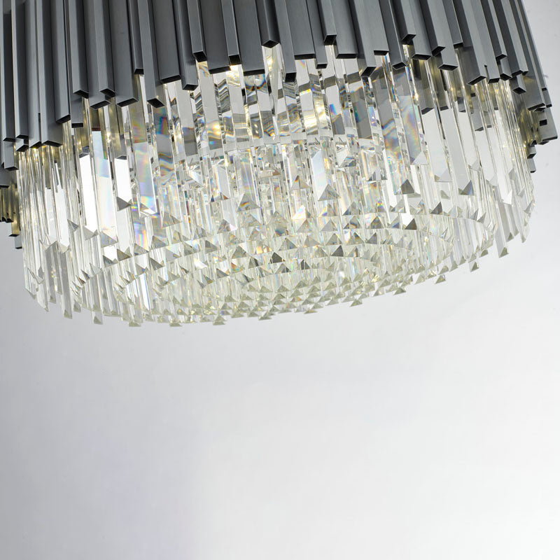 Hairline Chandelier With Clear Hanging Crystals