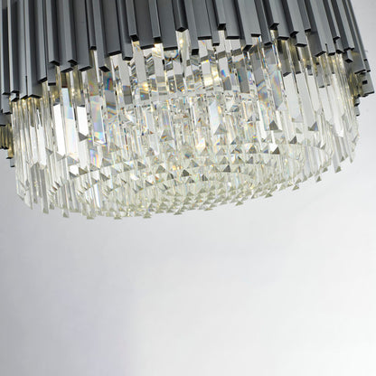 Hairline Chandelier With Clear Hanging Crystals