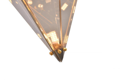 Gold Framed Prism Chandelier with a Smoke Glass Shade