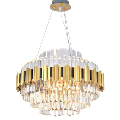 Gold Chandelier With Clear Hanging Crystals
