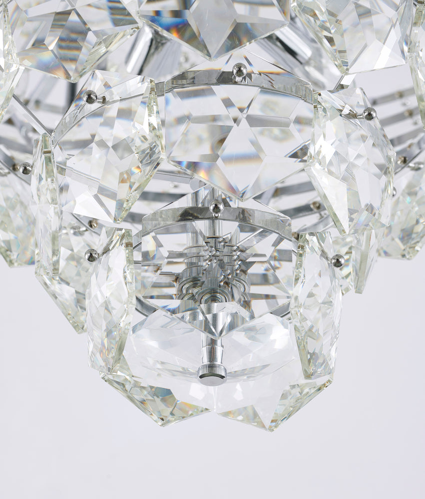 Chrome Frame Chandelier With Clear Hanging Crystals