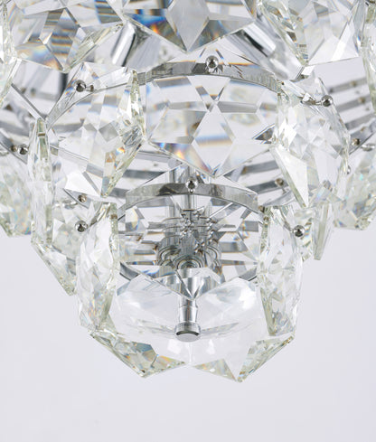 Chrome Frame Chandelier With Clear Hanging Crystals