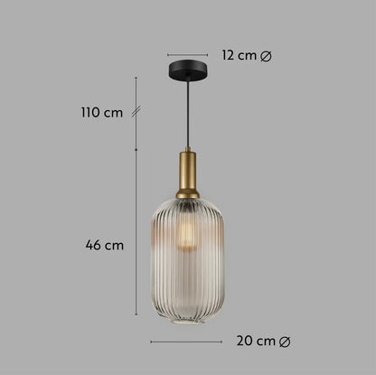 White Ribbed Glass Pendant